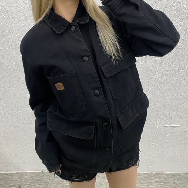 디키즈 포켓로고 카모 뽀글이 블랙 워크자켓 M