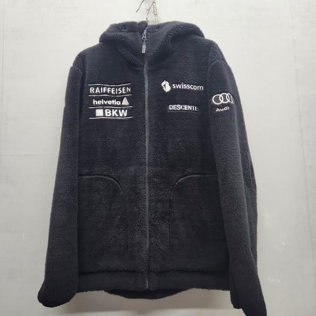 데상트 스키팀 스폰서 로고 플리스 후드집업 L(L)