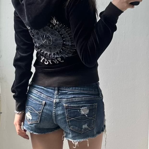 Juicy Couture Black Velvet Hood Zip-Up