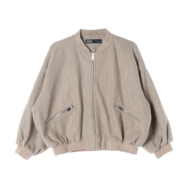 자라 울 블루종 베이지 오버핏 자켓 L