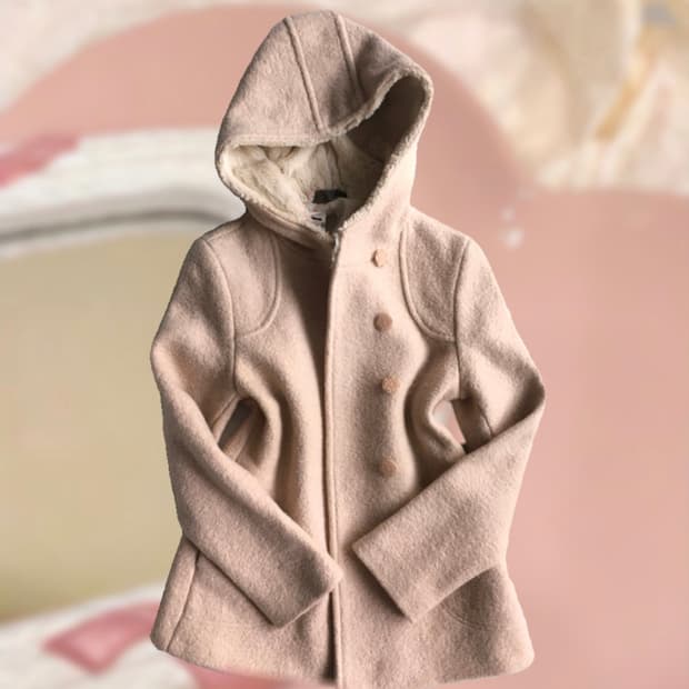 울 100% 빈티지 꽃단추 사토미 코트