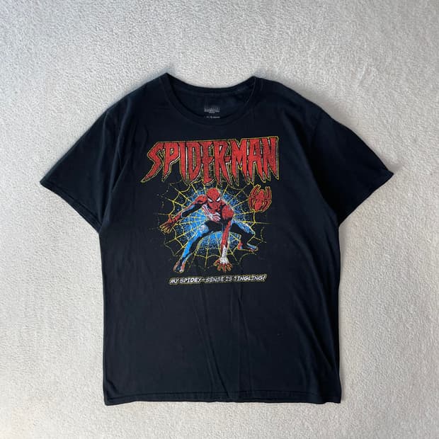 마블 스파이더맨 빈티지 프린팅 반팔티셔츠 