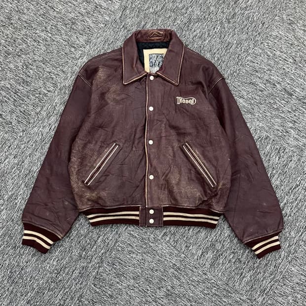 (L)90'S DIESEL LEATHER VARSITY-M1414