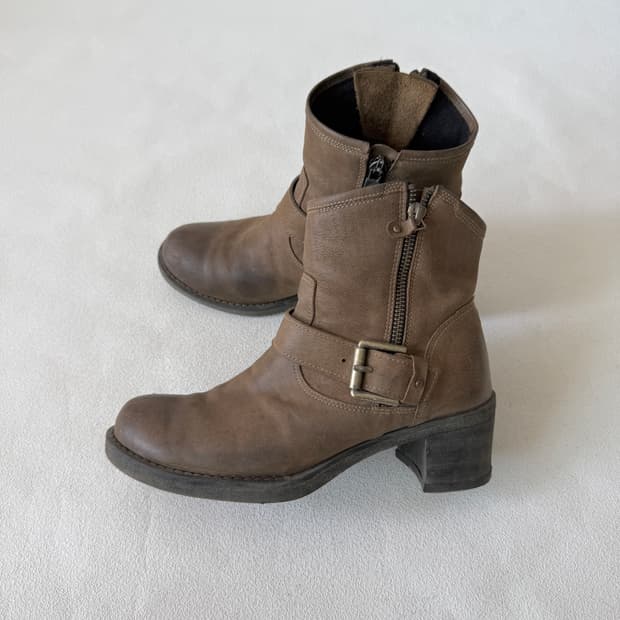 [약 235-240]Pre owned 레더 버클 부츠