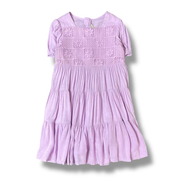 컬리수 키즈 연보라 플라워 펀칭 롱 원피스 130