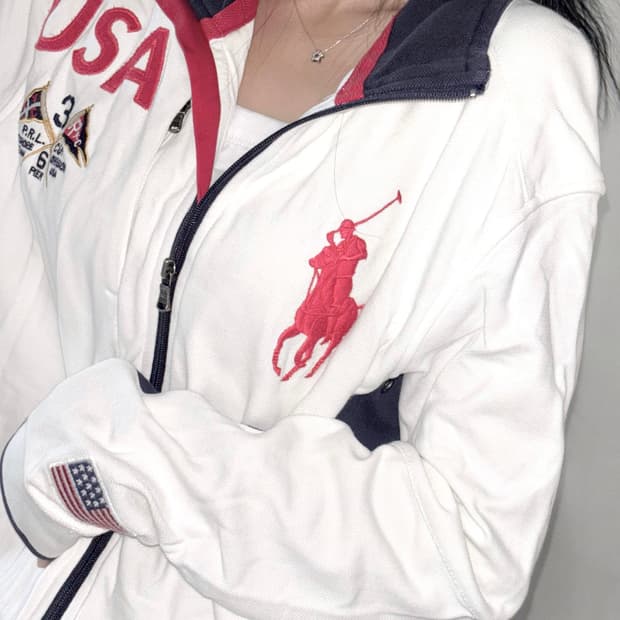 🐰폴로 랄프로렌 빅포니 성조기 USA 레이싱 코튼 집업 유일 매물♥️