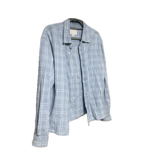 자라 스카이블루 체크셔츠 M