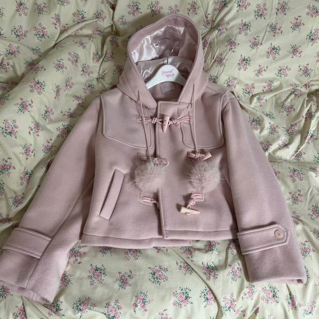 아이당클럽 폼폼 코트 숏 더플 연핑크 리즈리사 히메갸루 핀터레스트