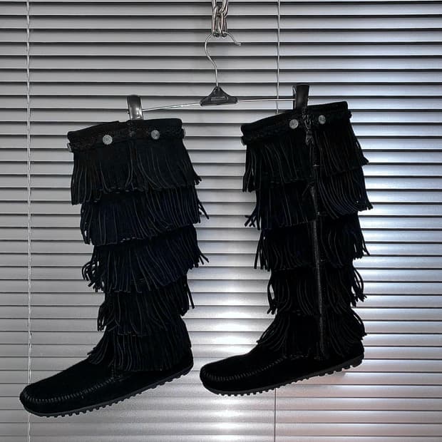 00s 리얼 스웨이드 미네통카 5단 프린지 부츠