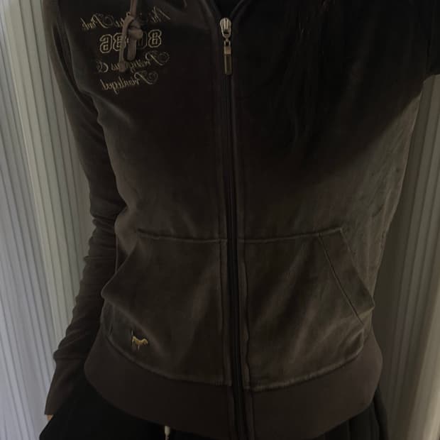 빅토리아 시크릿 브라운 벨벳 후드집업 S