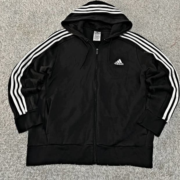 아디다스 블랙 검정 트랙탑 후드 져지집업 105/XL
