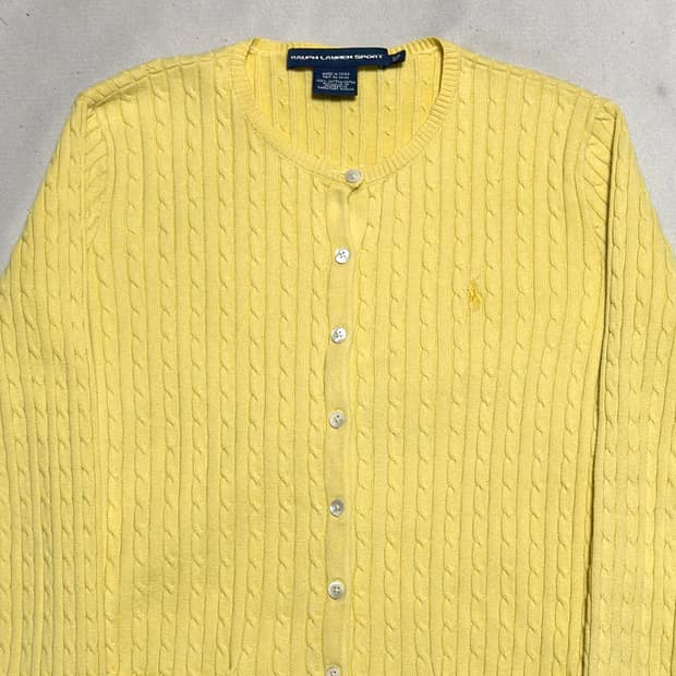 S 폴로랄프로렌 여성용 옐로우 케이블 가디건