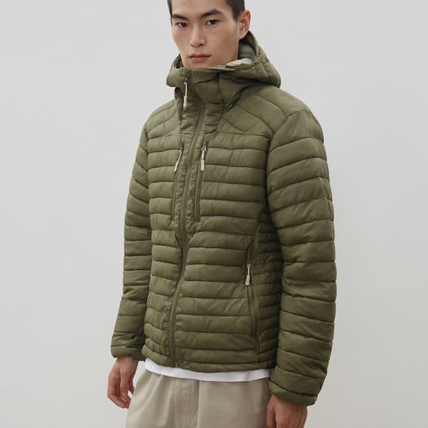 르아르 경량패딩 카키 L 후디드 라이트 패딩 자켓