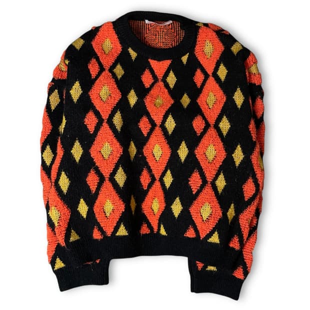 LECCOVE 오렌지 다이아 패턴 니트