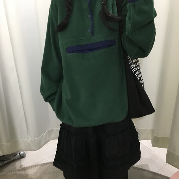 오버핏 올드스쿨 반집업 후리스