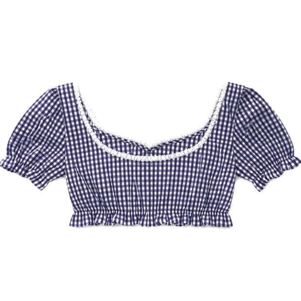 604서비스 퍼프 탑 네이비 PUFF MILKMAID TOP