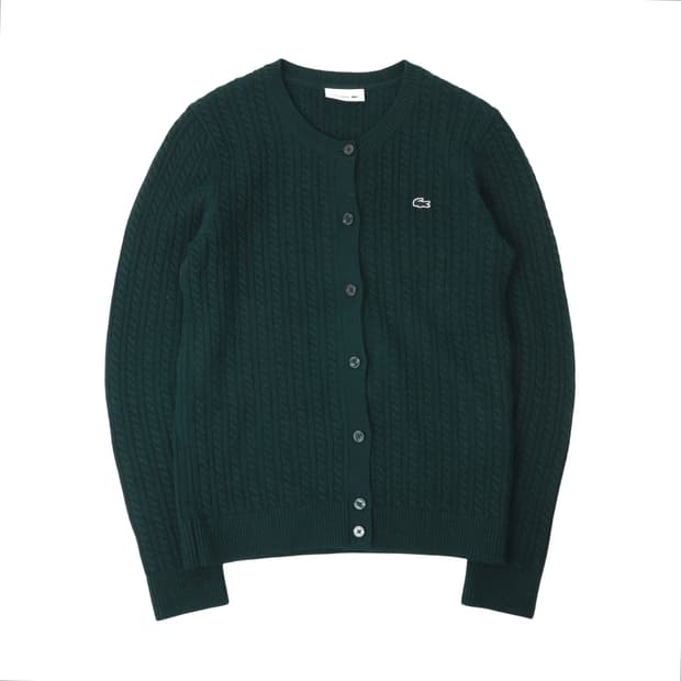 라코스테 딥그린 케이블 라운드 가디건