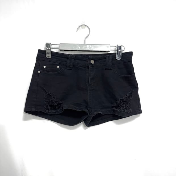  Black Distressed Shorts