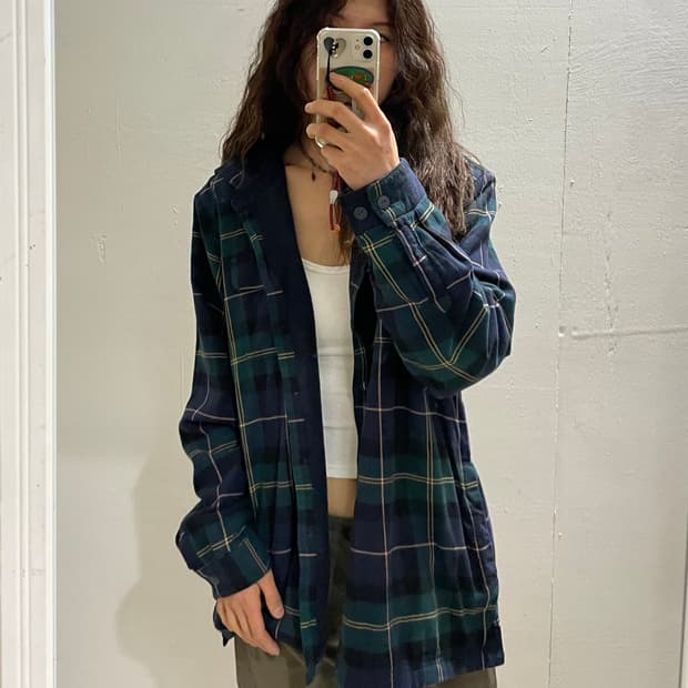 엘엘빈 블랙와치 후드 셔츠자켓