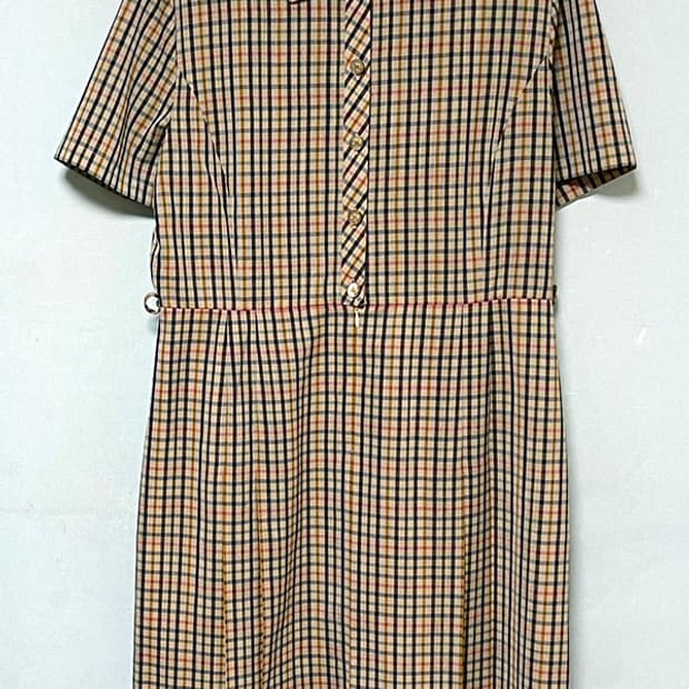 DAKS 닥스 여자 원피스 견 체크 시원한 반팔 캐주얼 M 95 66