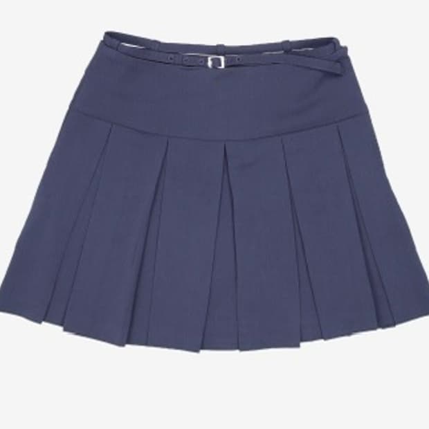 벨티드 플리츠 스커트_네이비