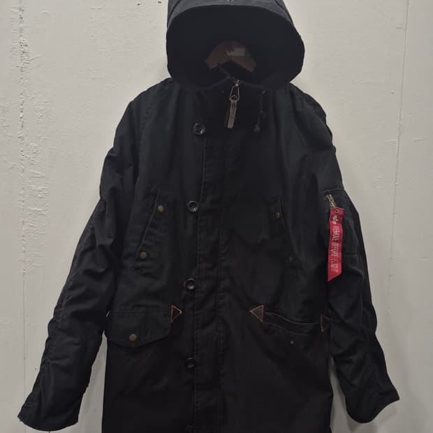 알파인더스트리 블랙 후드 야상 점퍼 자켓 남성 95~100사이즈