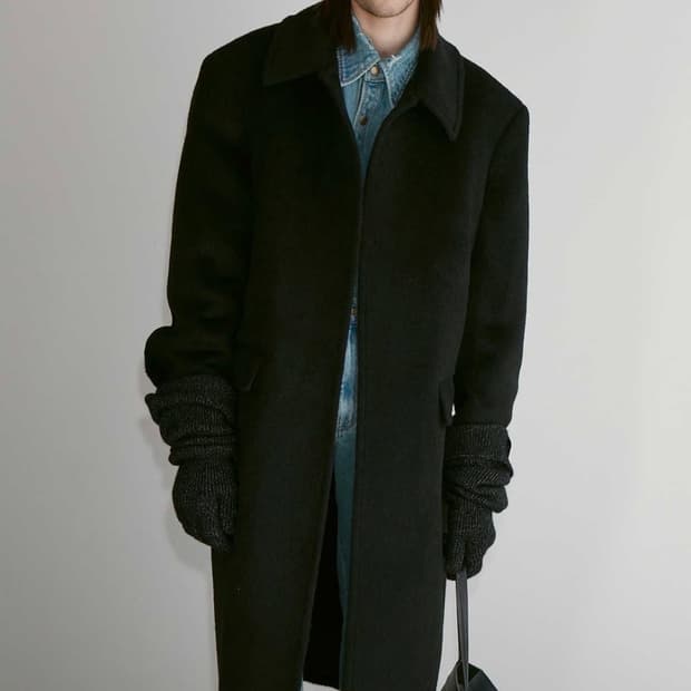 렉토 라마 울 블렌드 발마칸 코트 블랙 S