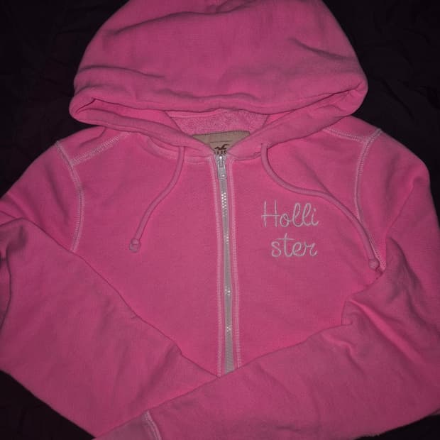 유일매물] 홀리스터 핀터깔 핑크 세미크롭 후드집업