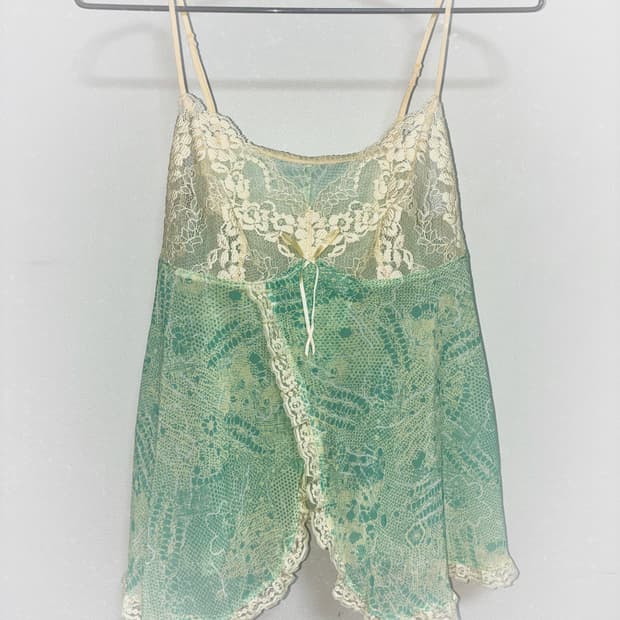일본 빈티지 민트 레이스 슬립탑