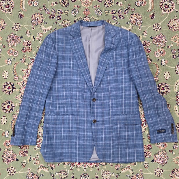 [새상품/최종할인] 브룩스브라더스 리젠트핏 블루체크 린넨 자켓 42R 