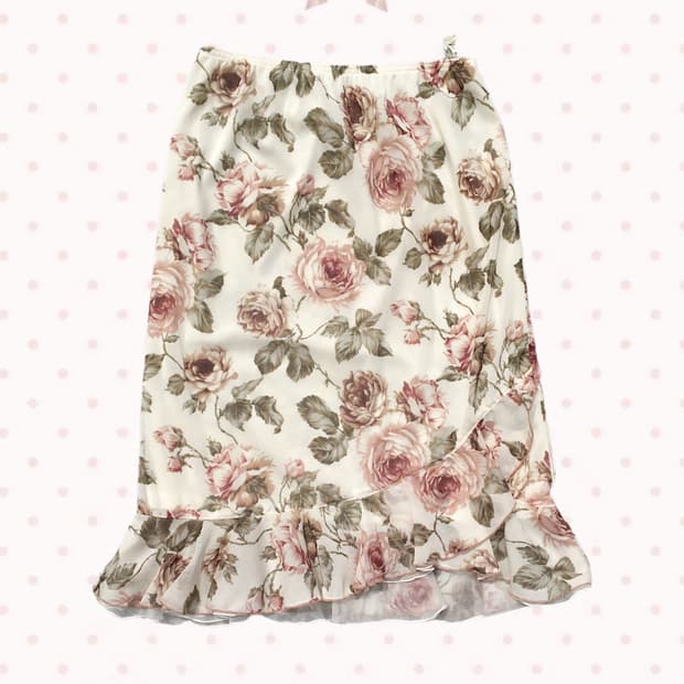 레스트로즈 플로럴 아이보리 스커트