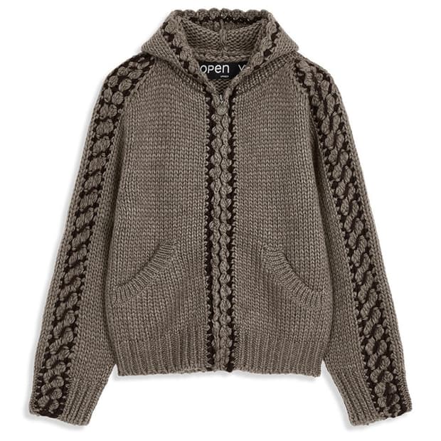 한번착용) STITCH ZIP UP KNIT HOODIE