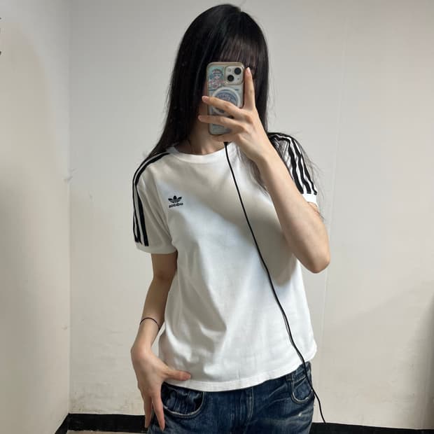 Adidas White Firebird Ringer T-Shirt