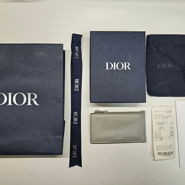 [정품, A급]디올 CD 아이콘 카프스킨 지퍼 카드지갑
