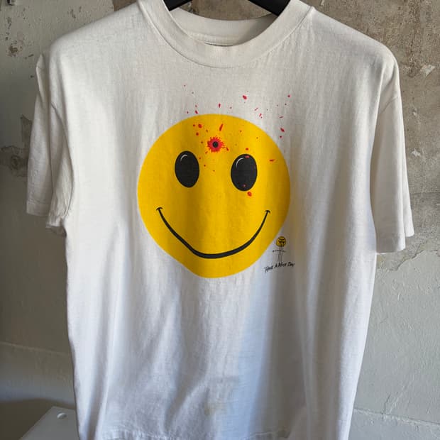 90s Smiley head shot