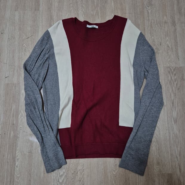 한섬 시스템 배색 라운드 니트 XL(105)