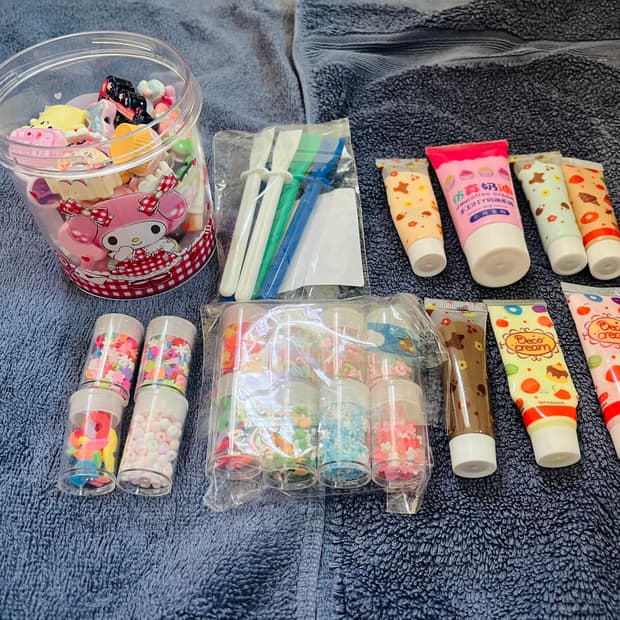 데코덴 파츠 스쿱 + 접착제 등등 탑꾸 폴꾸 폰꾸 만들기 세트 일괄