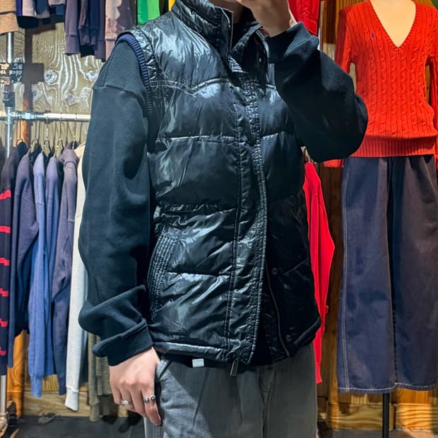 L 리바이스 웨스턴 코팅 블랙 패딩 베스트