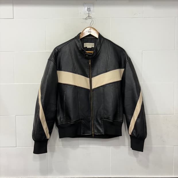 라퍼지스토어 버프워시 버핑레더 인시전 바이커 자켓