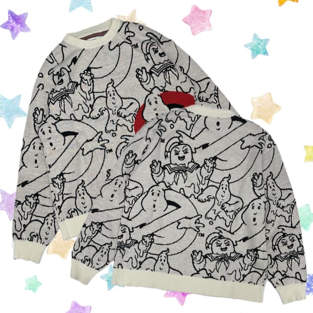 graniph 고스트버스터즈 유령 레어템 캐릭터 니트 스트릿 빈티지