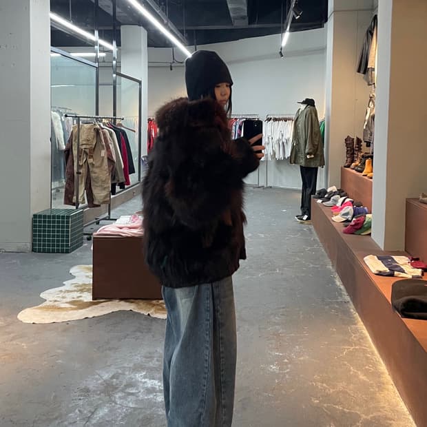 사가폭스 혼합 브라운 퍼 자켓 H1890