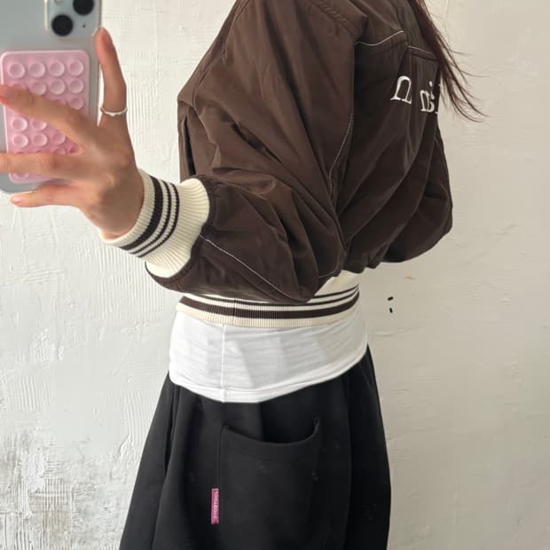 Matin Kim 마뗑킴 브라운컬러 스타디움 봄버 자켓