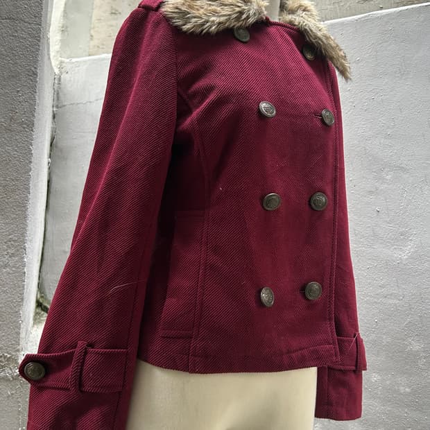 *rare design* 2000s JPN 나폴레옹 퍼 버건디 자켓
