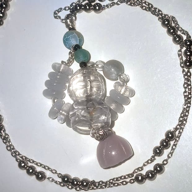 아기 부처 원석 오리엔탈 목걸이 baby Buddha necklace 