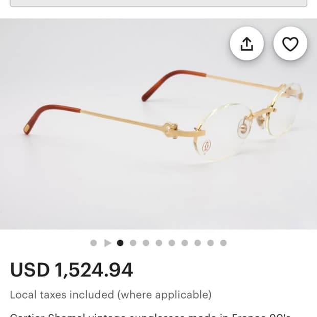 90s Cartier 까르띠에 말발굽 금장 무테 안경