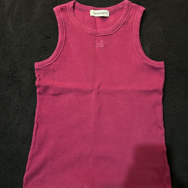 999Humanity 핑크 립 골지 민소매티