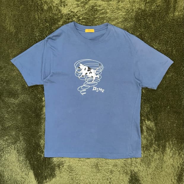 [L] Dime 다임 22ss Cow Tornado 티셔츠 틸 블루