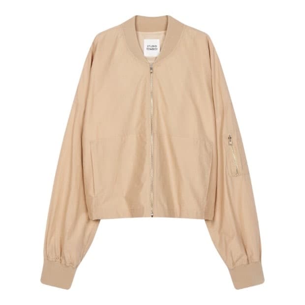 스튜디오 톰보이 베이지 크롭 항공 점퍼 바람막이 자켓 F