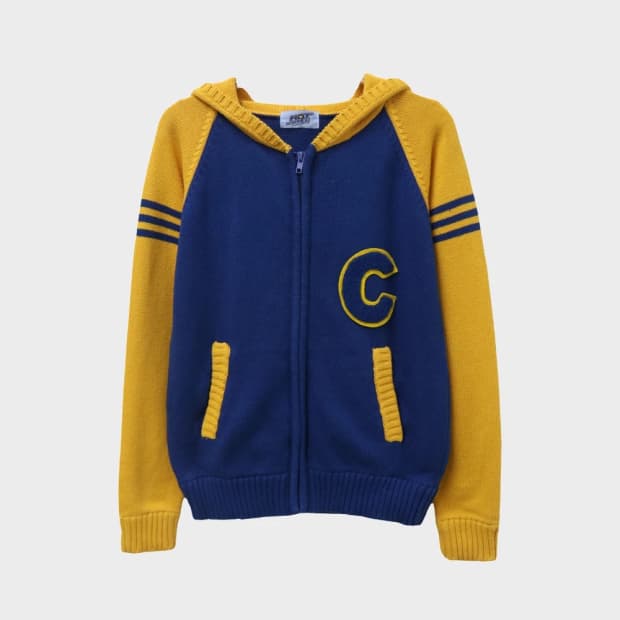 HOT SPACE 배색 니트 후드 집업 62255