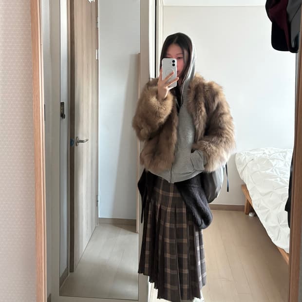 Msbeast 폭스 퍼 자켓 브라운 M